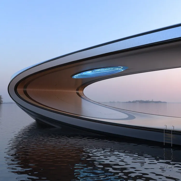 The Shape super yacht signé Lazzarini espace vide conception de l'avenir piscine à fond de verre