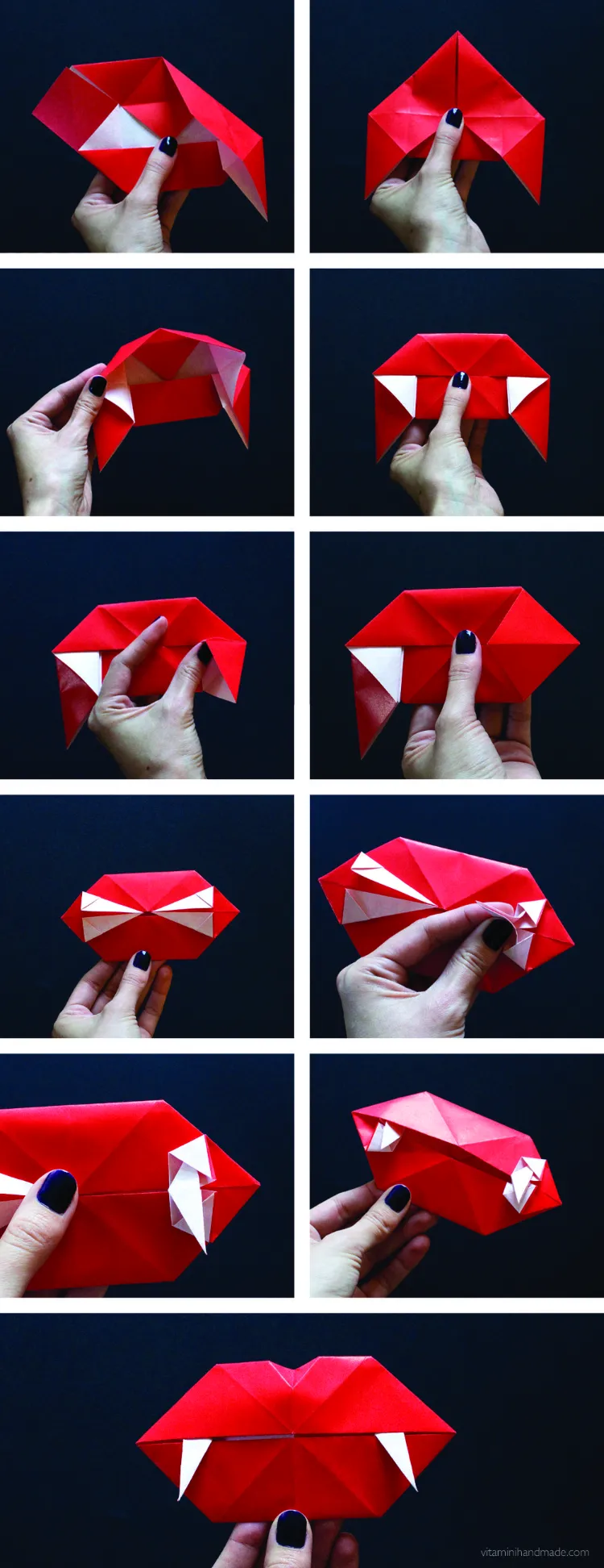 bouche origami dents de vampire en papier pour fete thématique Halloween