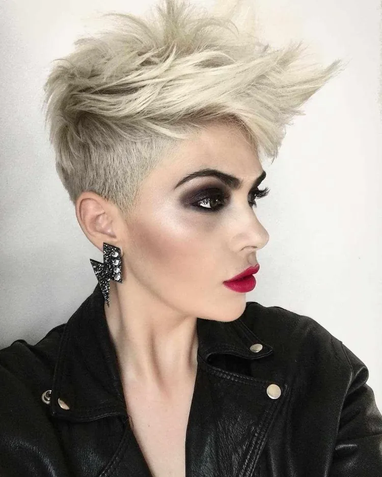 Short Cut Back Long Blonde Top For Women 40 Years Old Pixie Cut