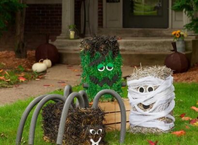 décoration Halloween pas chère monstres mignons bottes de paille