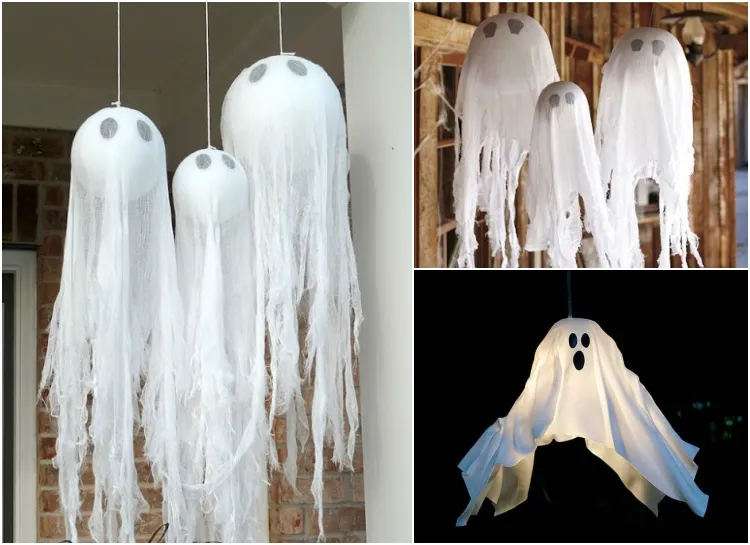fantomes suspendus décoration halloween 2021 extérieur qui fait peur fabriquer