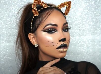 maquillage Halloween pour femme glamour yeux de chat