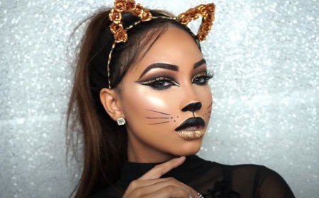 maquillage Halloween pour femme glamour yeux de chat