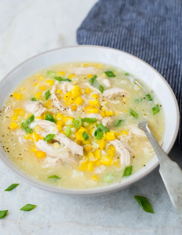 Autumn dinner recipe for less than 15 minutes chicken soup with corn noodles