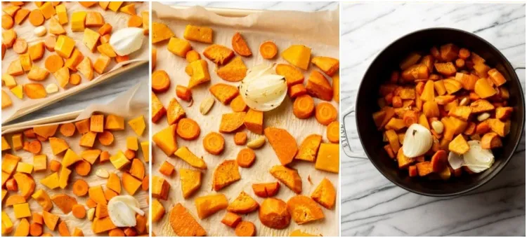 vegetable soup recipe October steps pumpkin sweet potato roasted carrots