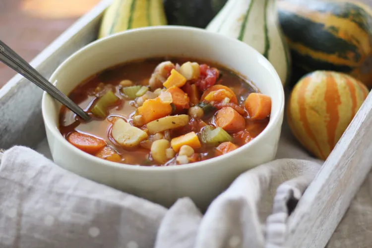 homemade October vegetable soup serve a family Sunday lunch
