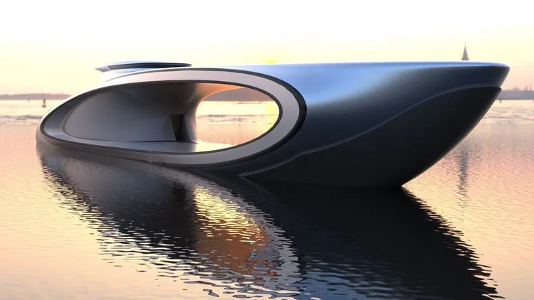 super yacht de luxe signé Lazzarini conception futuriste espace vide élément de l'avenir