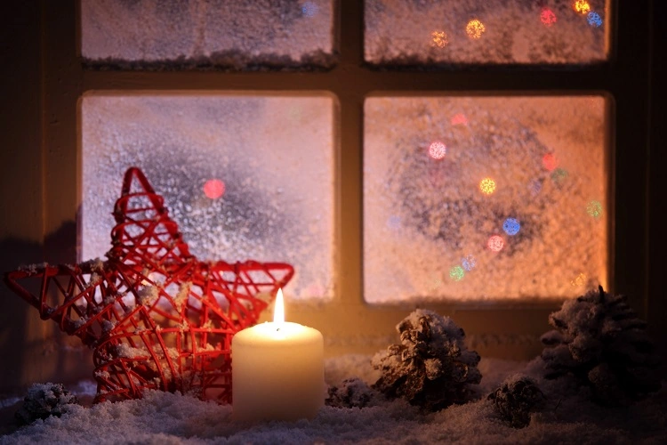 Etoile neige décorations festives pour Noël vitre