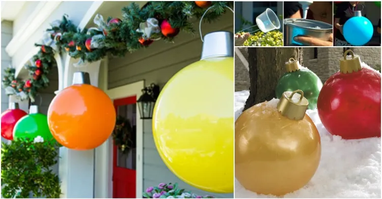 boules de Noel géantes top idées de décoration extérieure à fabriquer soi meme