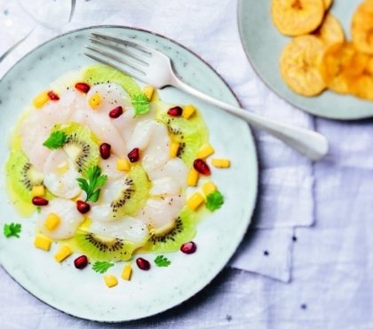 carpaccio noix de St Jacques aux agrumes façon ceviche amérique de sud