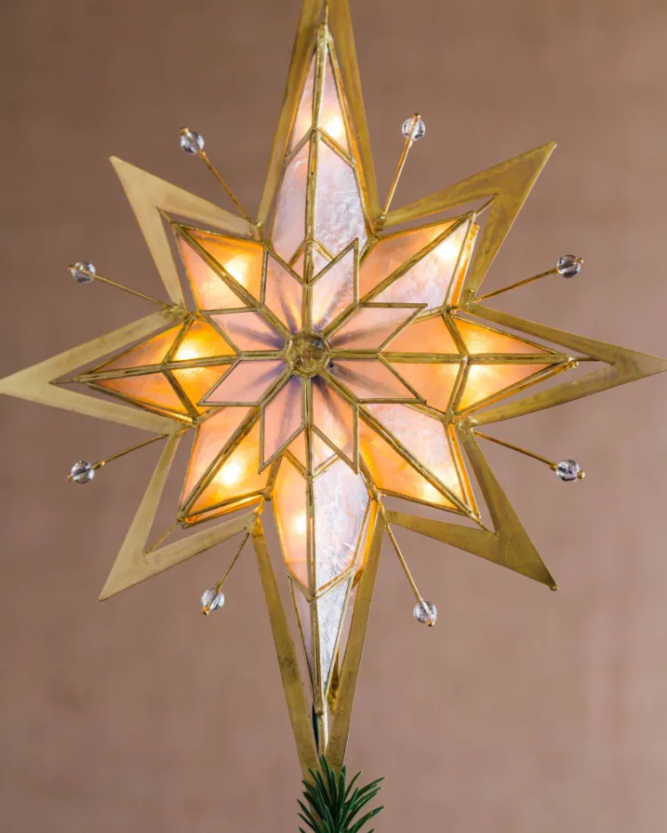 cimier de sapin lumineux étoile de bethléem décoration de noel haut de gamme
