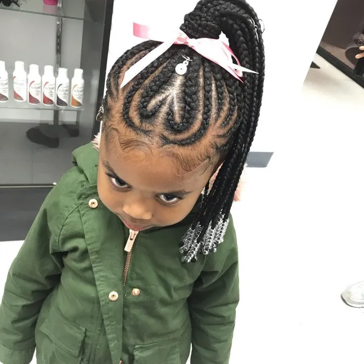 coiffure pour petite fille tresse africaine box braids avec queue tressée