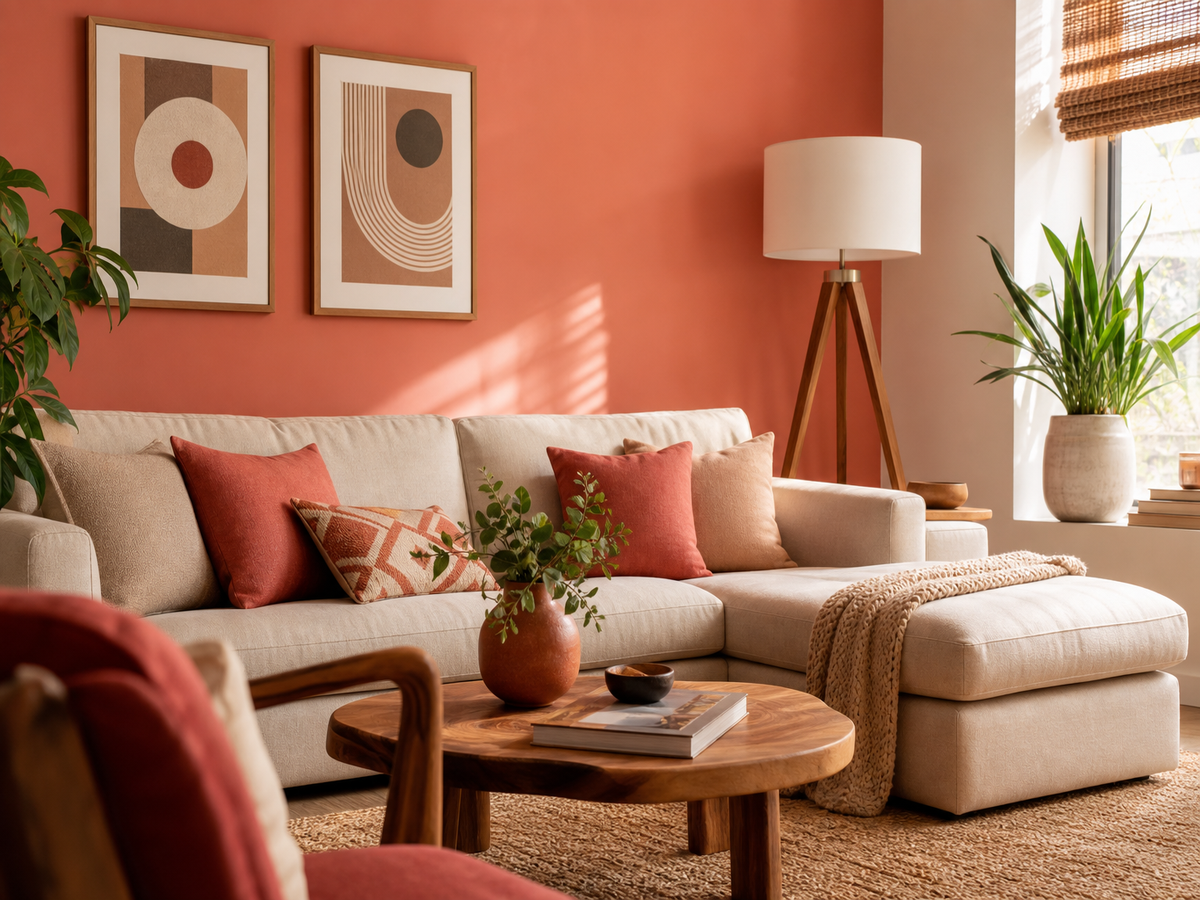 Comment intégrer la couleur saumon dans le salon