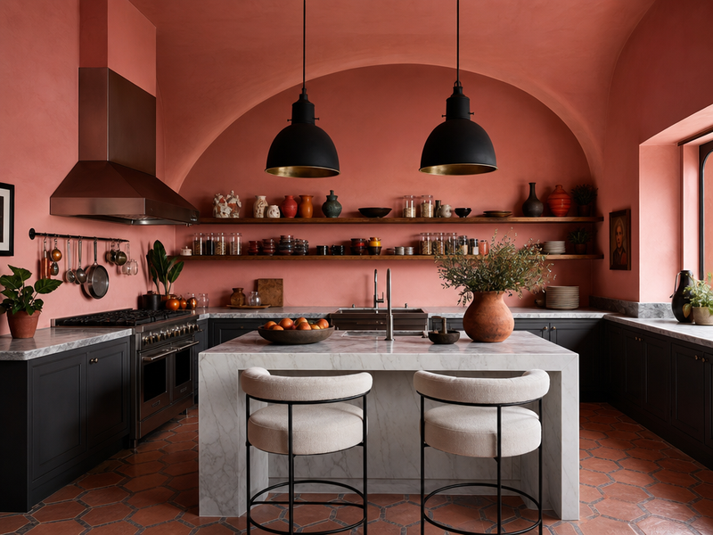 cuisine en nuances chaudes et vives