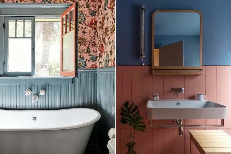couleurs salle de bain tendance 2022 rose poudré bleu pastel rétro chic