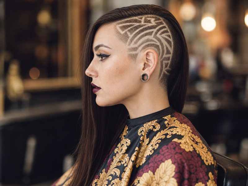 coupe femme rasée coté tatouage capillaire éphémère coiffure tendance hiver 2021