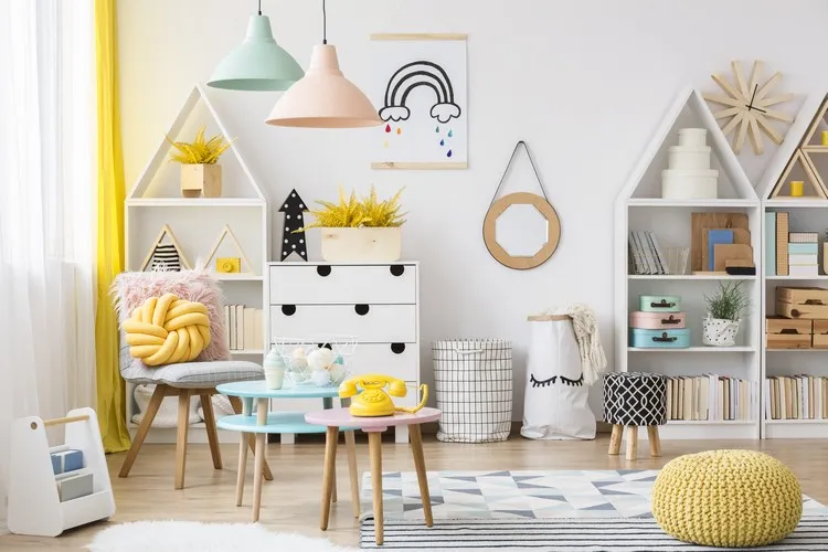 decoration chambre fille espace de rangement optimisé étagères meubles tendance