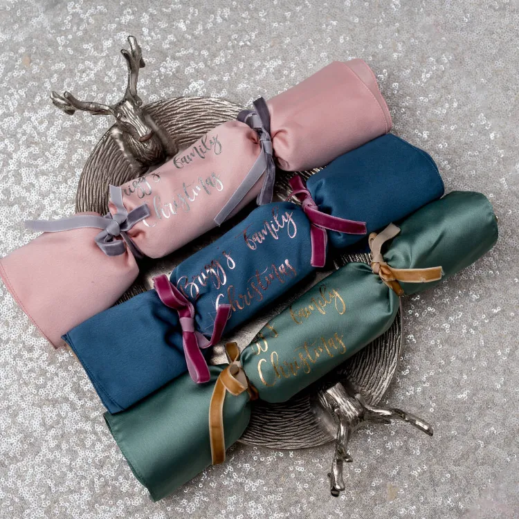 décoration de Noel haut de gamme crackers réutilisables tissu luxueux rubans