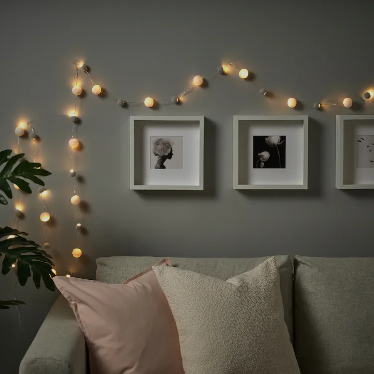 décorer salon pour les fetes luminaires de Noel IKEA guirlande lumineuse led pile