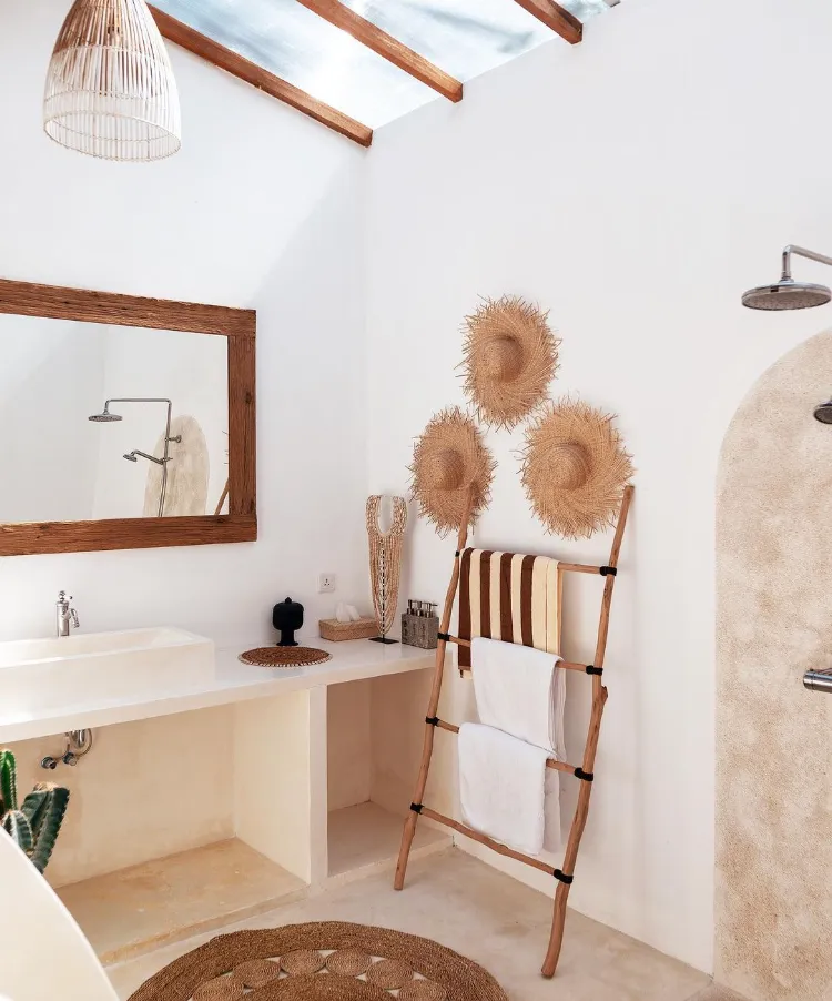 decorer une salle de bain en bois blanche idées déco style ethnique