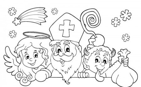 dessin saint nicolas enfants ange lutin sages mauvais enfants coloriage