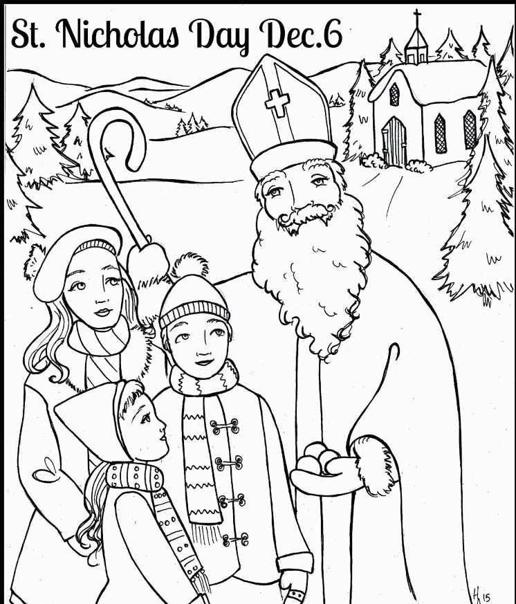 dessin saint nicolas enfants sages page à colorier fete 6 décembre 2021