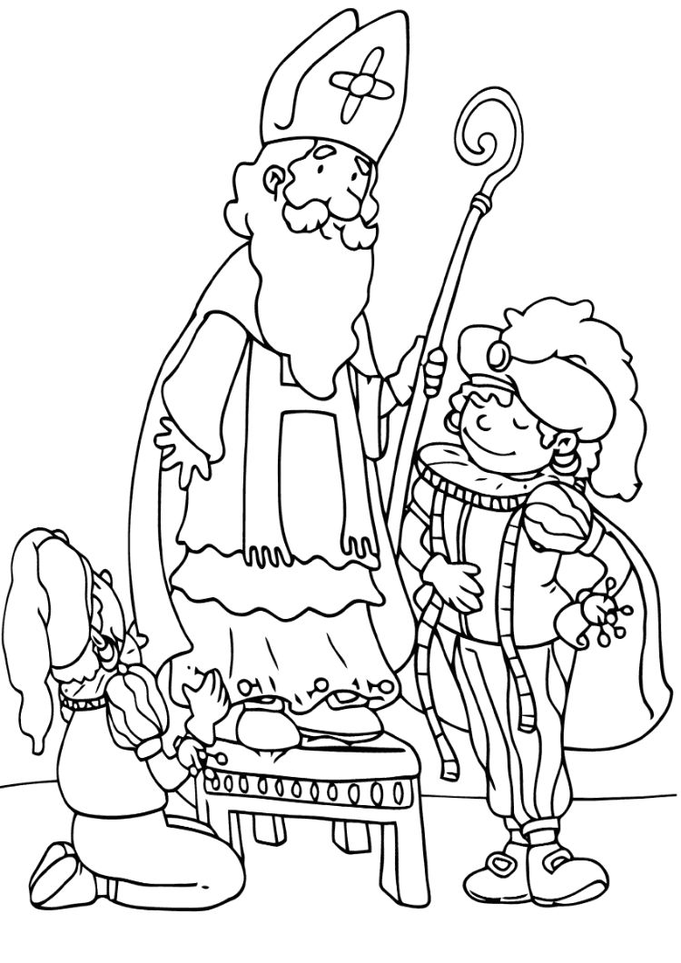 dessin saint nicolas enfants sages page à imprimer gratuites colorier 6 décembre