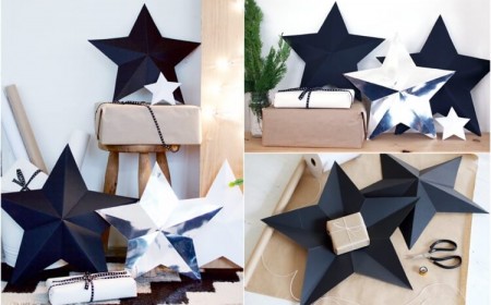 étoile de Noel en papier 3d à faire soi meme pour décorer le pied du sapin