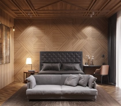 habiller un mur en lambris bois à motifs chambre