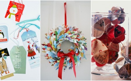 idées activités manuelles Noel adultes recycler cartes de voeux années précédentes décoration