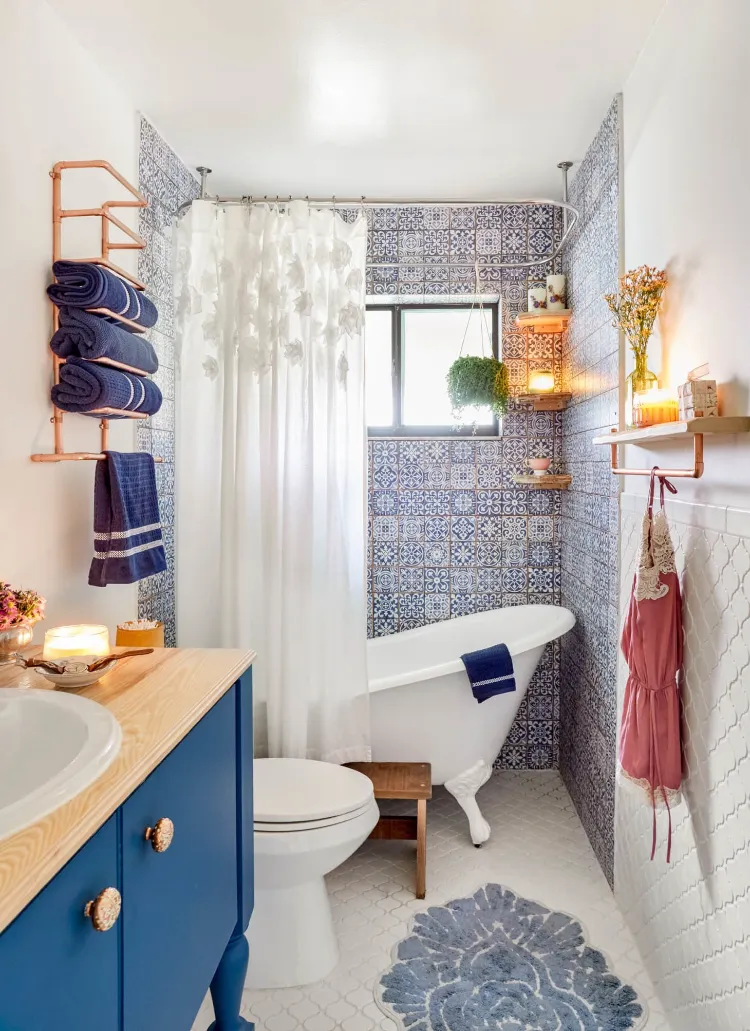 idées décoration petite salle de bain avec toilettes top carrelage original