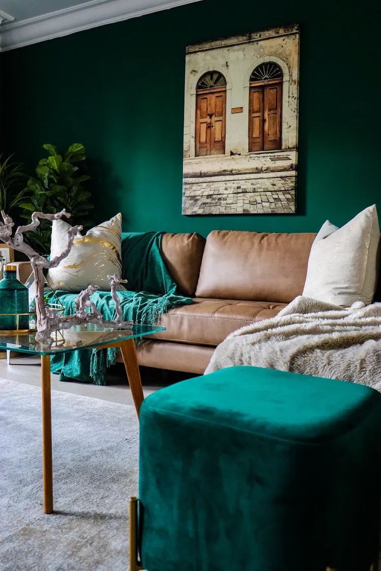 meuble en velours en couleur turquoise tendance