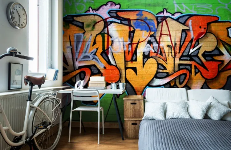 nouvelle tendance papier peint graffiti chambre ado 2022