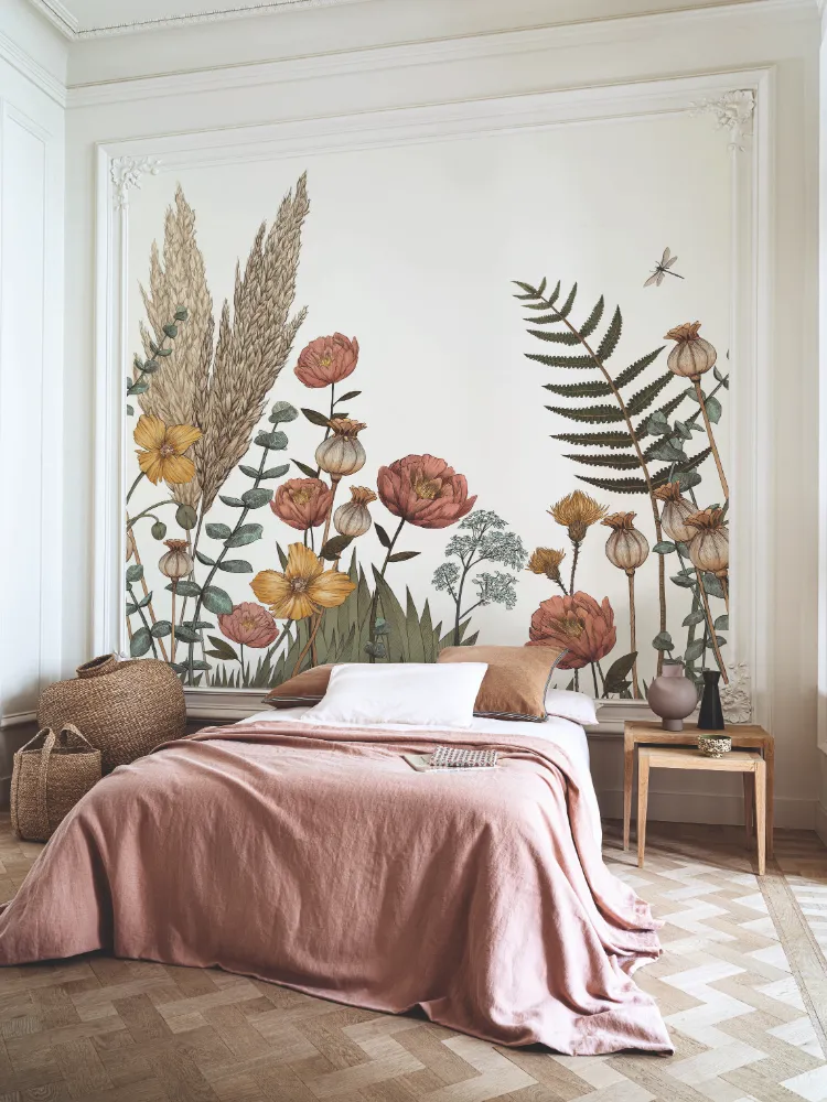 papier peint tendance 2022 chambre motifs fleuris