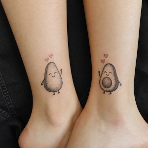 Tatouage couple cheville avocats kawaii dessin mignon tattoo en commun