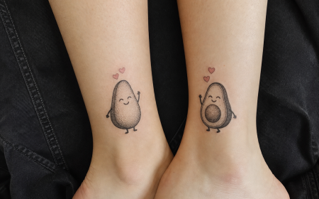 Tatouage couple cheville avocats kawaii dessin mignon tattoo en commun