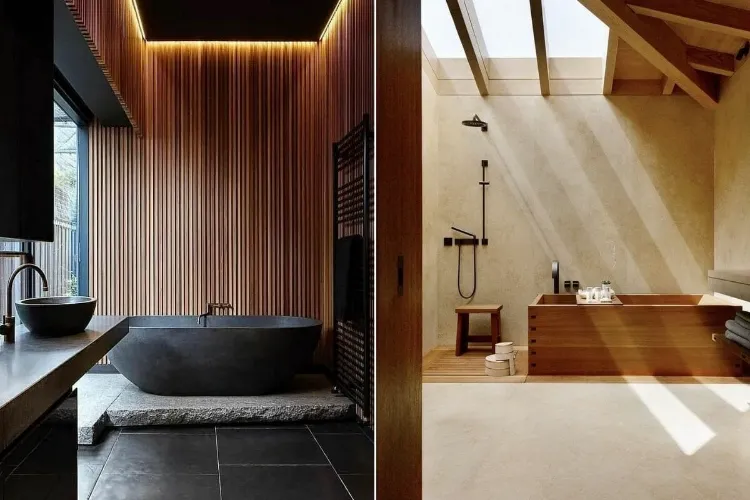 salle de bain tendance 2022 inviter nature dans salle de bain bois naturel lumière