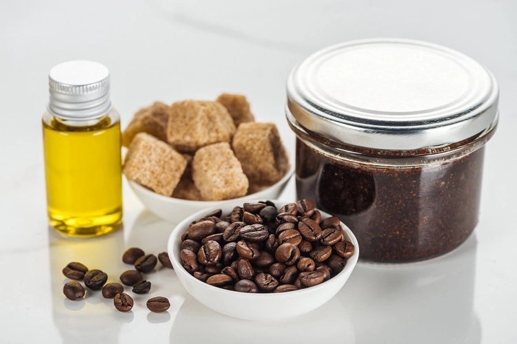 Gommage de sucre corps soin peau café huile