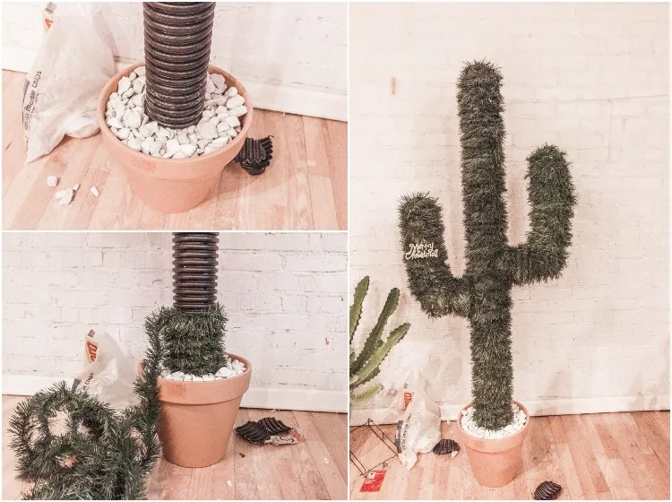 tuto décor de Noel cactus fabriquer quelques étapes sapin alternatif original