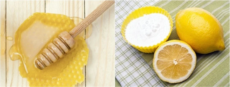 une préparation à base de bicarbonate de soude jus de citron et miel pour soigner le mal de gorge rapidement
