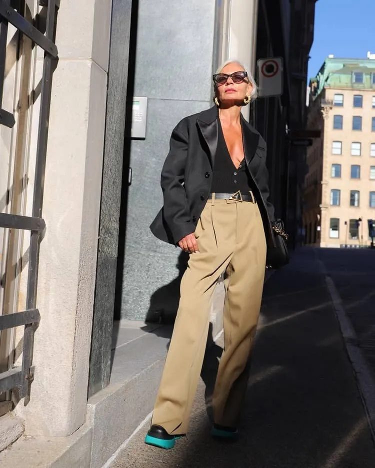 women's clothing 50 years greece ghanem style beige wide pants fashion trends autumn-winter 2021 2022