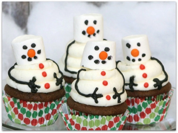 Cupcake bonhomme de neige au chocolat