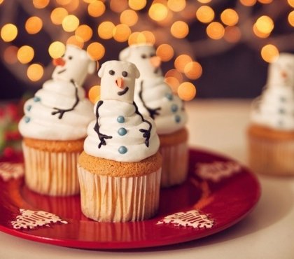 Cupcake bonhomme de neige guimauve
