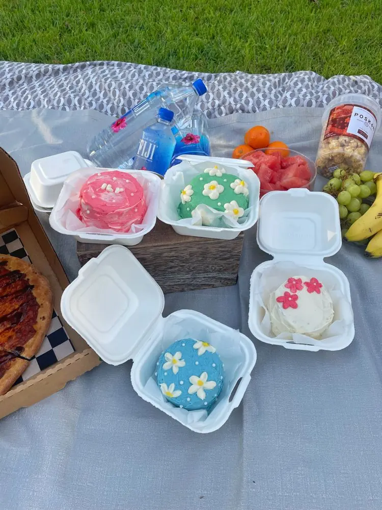 Bento cake with different decorations