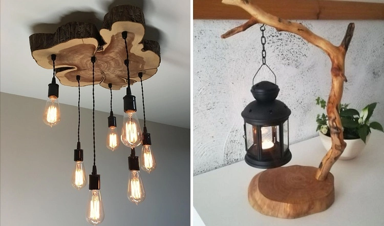 Lampes déco originale en bois naturel