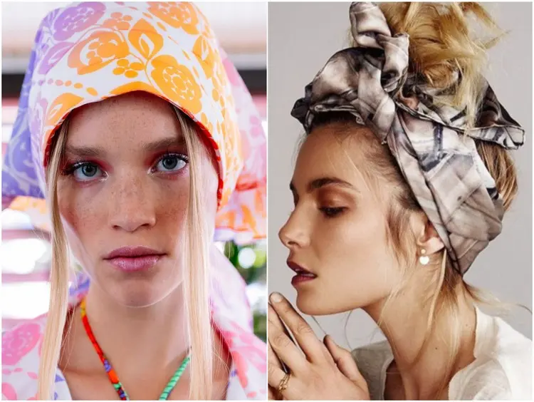 accessoires mode femme pour cheveux foulard imprimé en soie comment porter printemps ete 2022