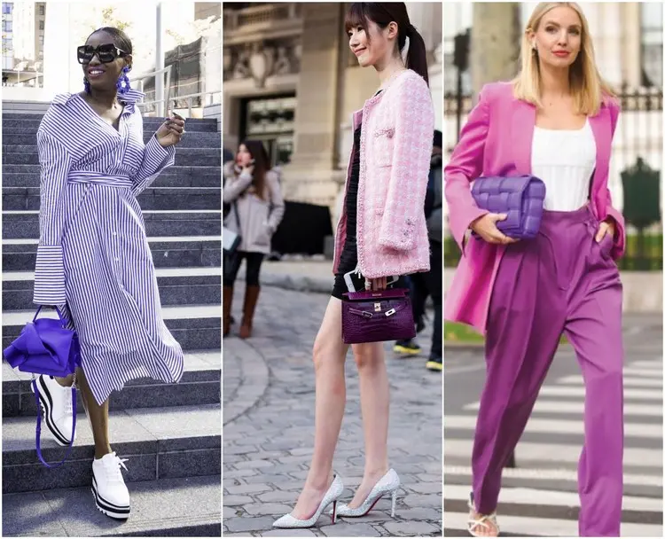 accessoires tendance 2022 printemps-été sacs à main violets comment les porter filles branchées