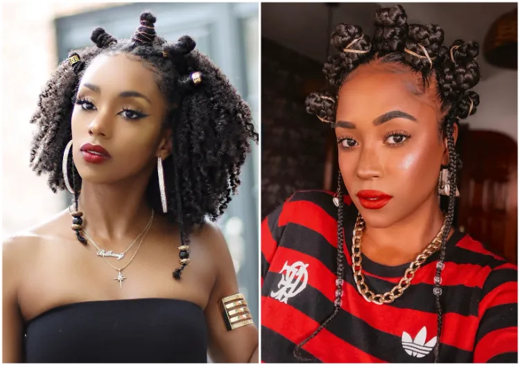 Bantu knot hairstyle afro short hair woman new year 2021 