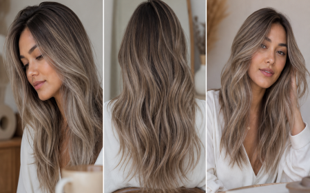 Coloration blond cendré sur chatain - inspirations balayage mèches ombré tendance