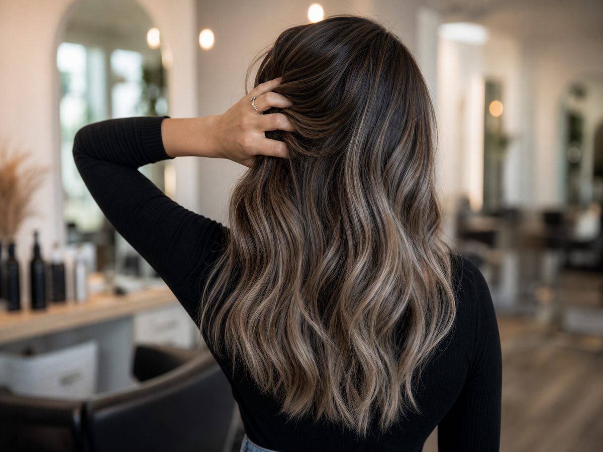 balayage blond cendré sur cheveux chatain idée de coloration tendance 2022